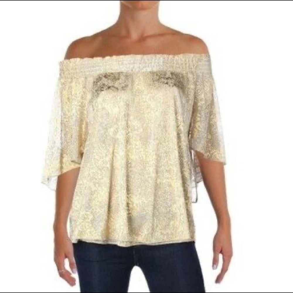 T Tahari Metallic Blouse